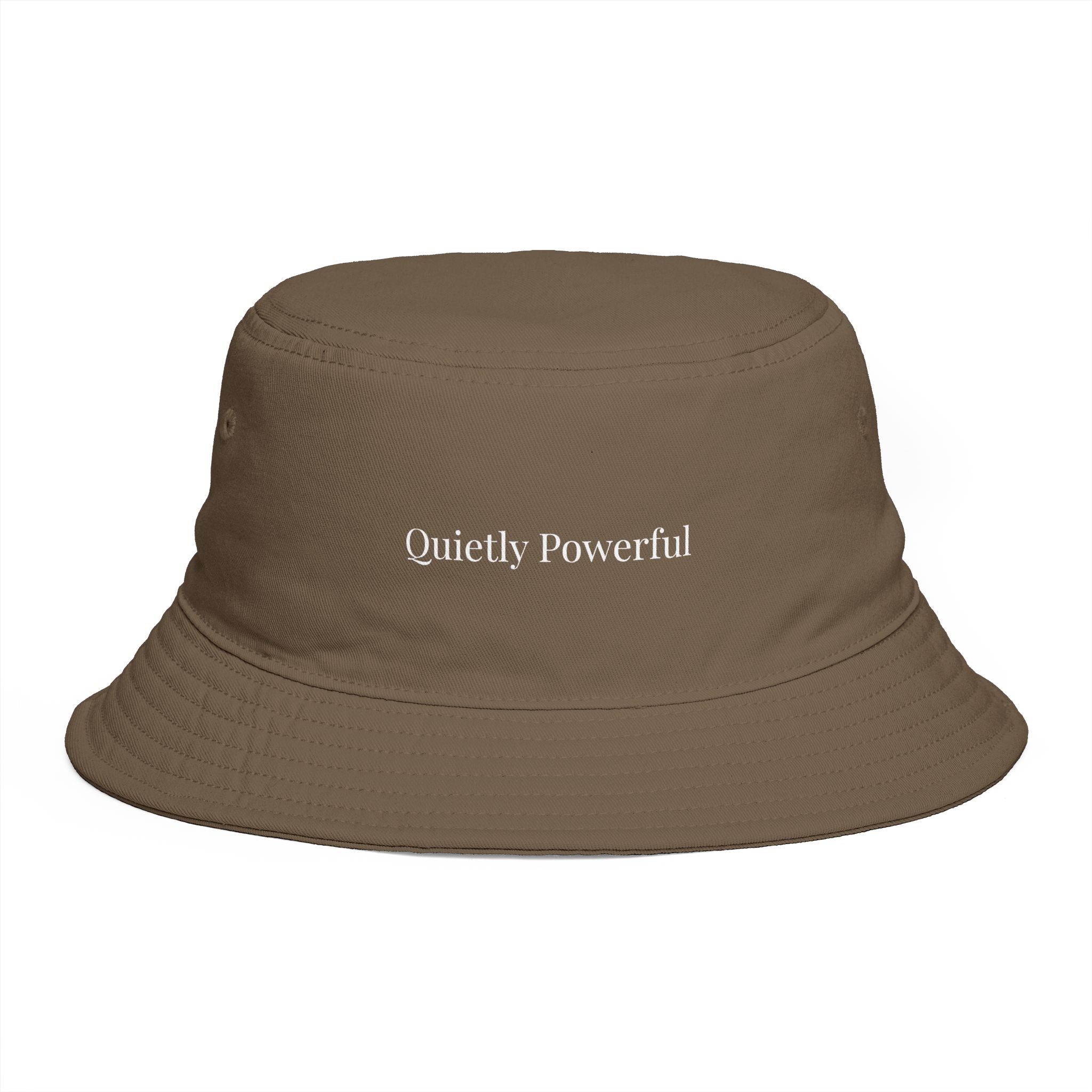 Quietly Powerful Bucket Hat – Minimalist Embroidered Sun Hat for Women