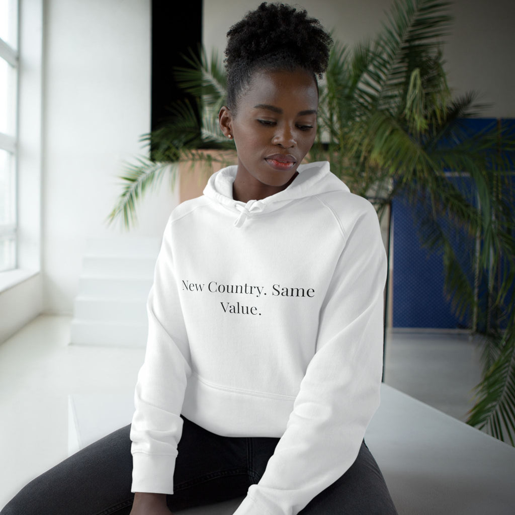 New Country, Same Values Minimalist Pullover Hoodie – Inspirational Statement Hoodie for Women