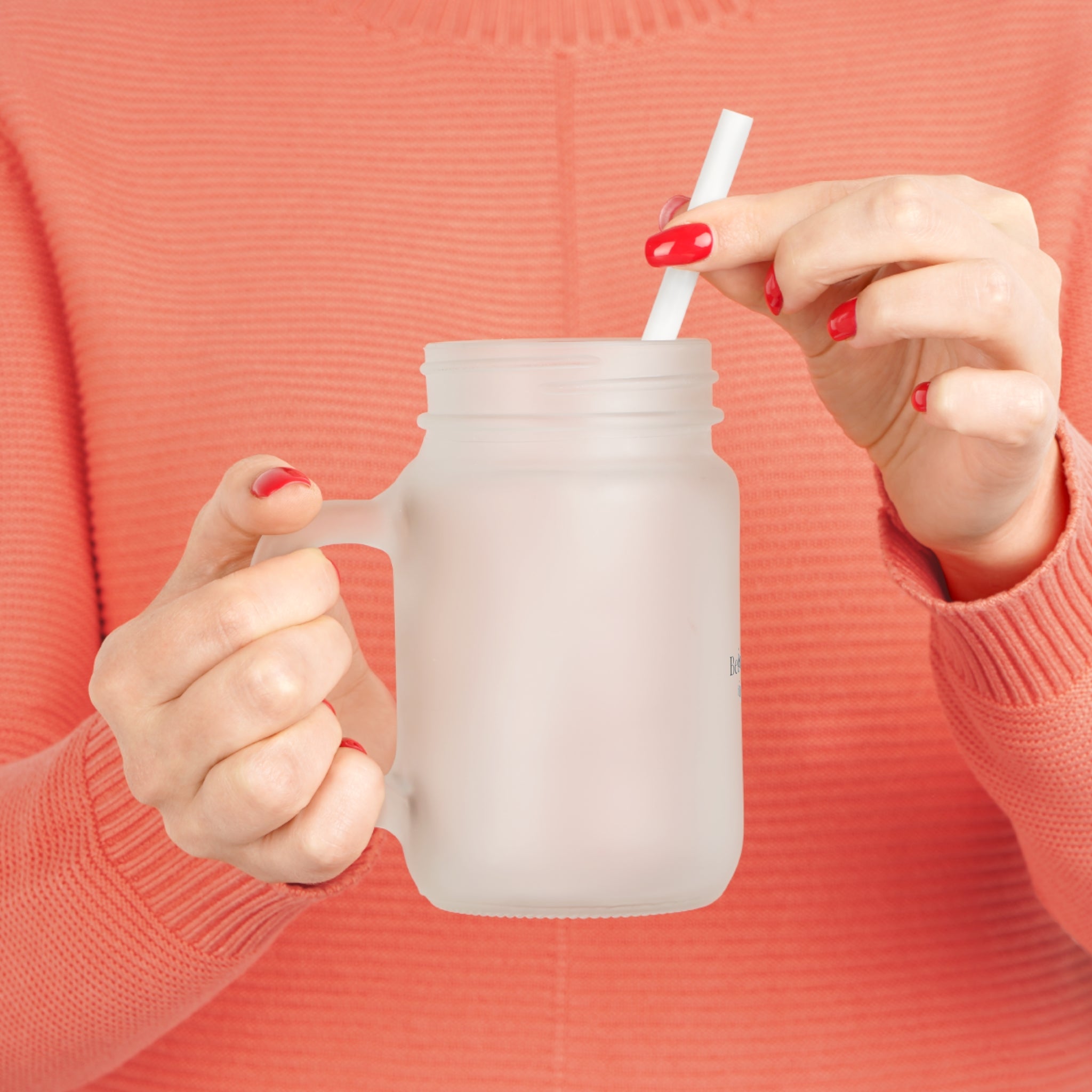 Becoming Quietly Mason Jar Tumbler – Frosted Glass Drinkware with Straw
