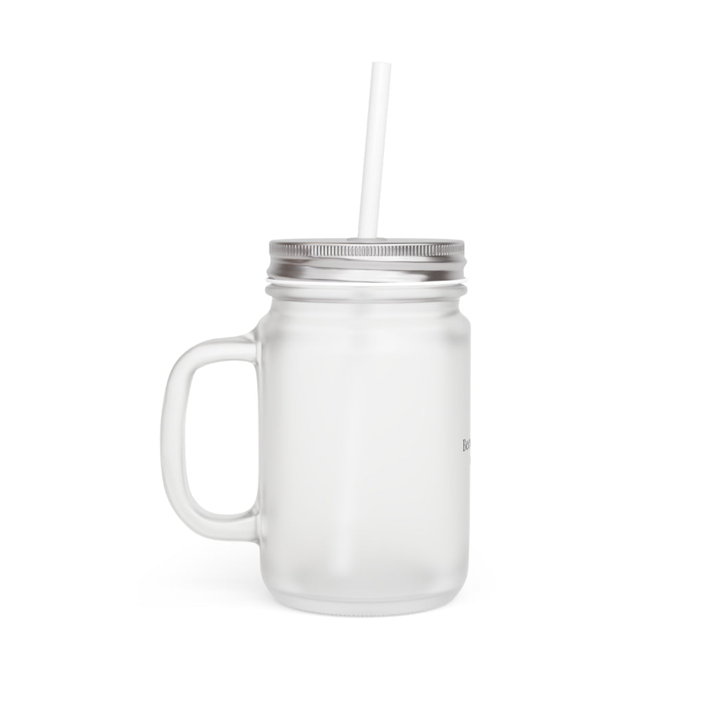 Becoming Quietly Mason Jar Tumbler – Frosted Glass Drinkware with Straw