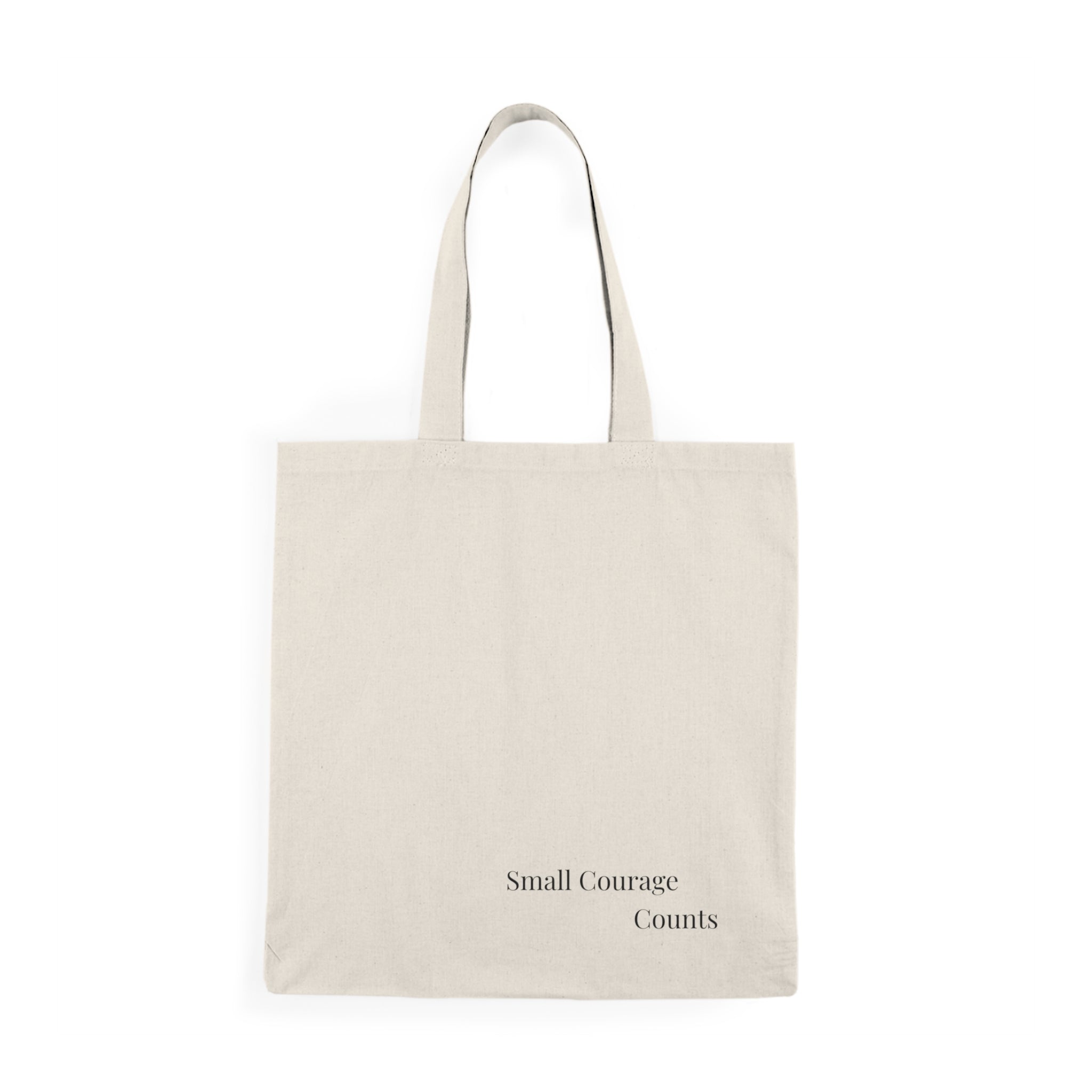 Small Courage Counts Tote Bag – Minimalist Natural Canvas Tote for Everyday Use