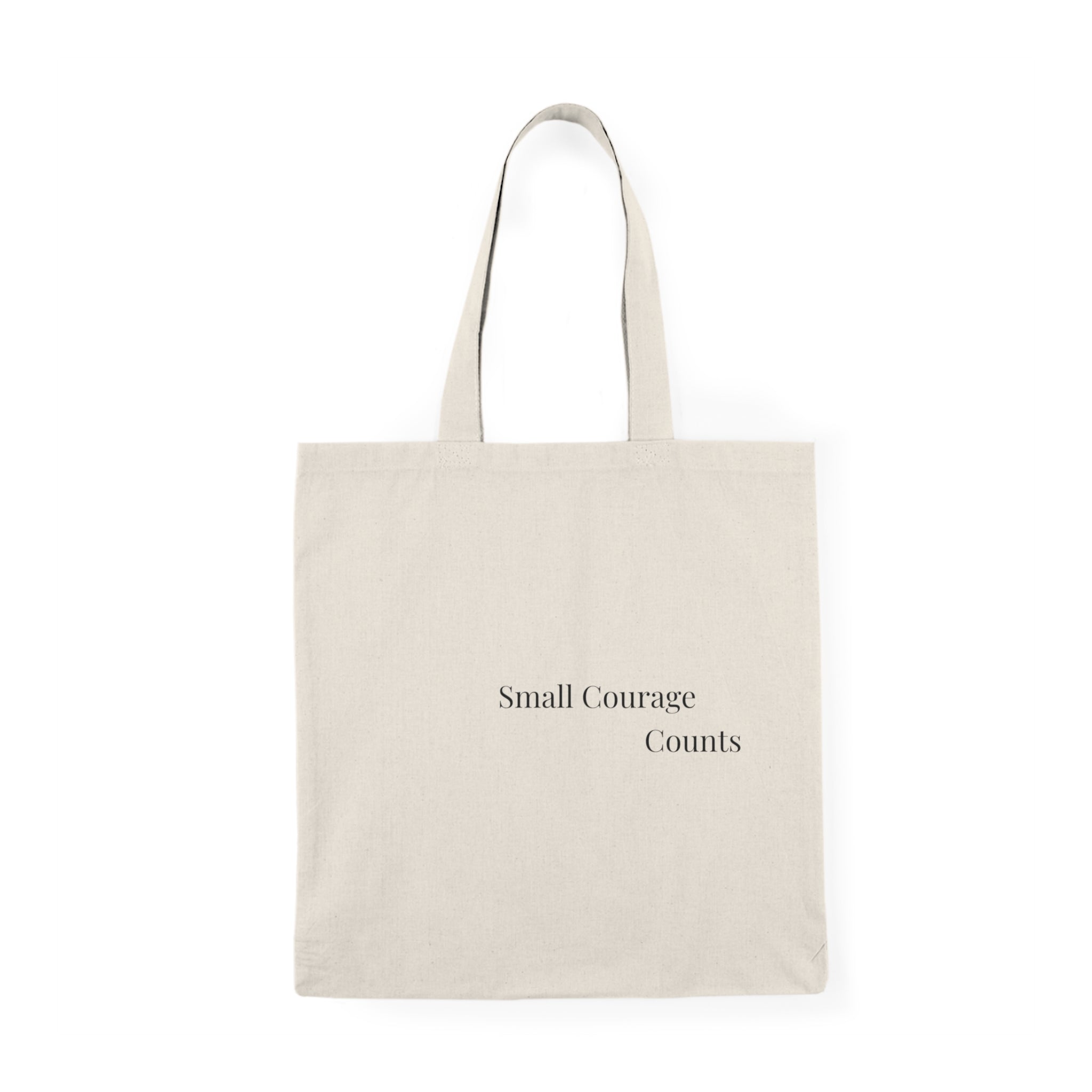Small Courage Counts Tote Bag – Minimalist Natural Canvas Tote for Everyday Use