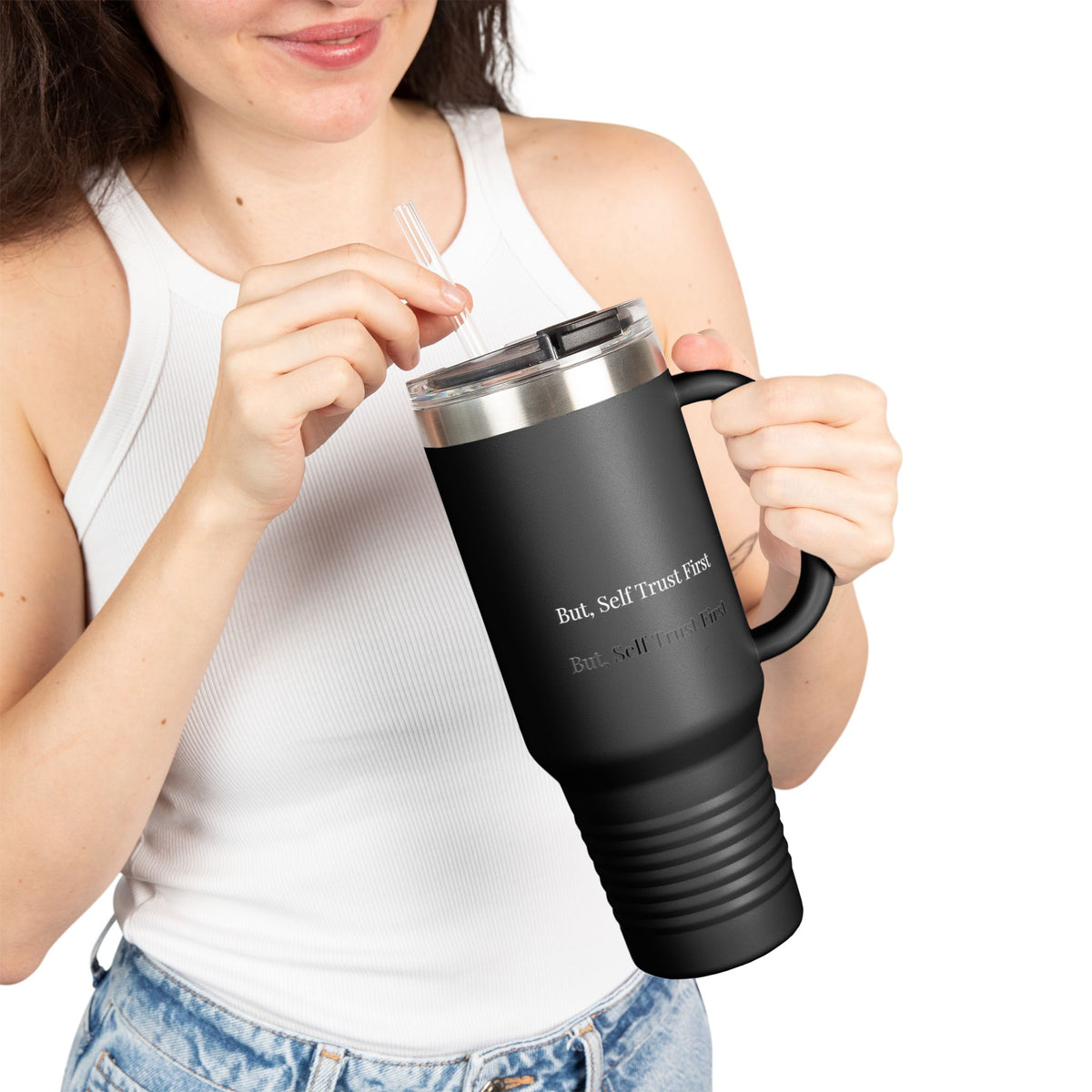 But Self Trust First 40oz Insulated Travel Mug – Stainless Steel Minimal Tumbler for Everyday Use