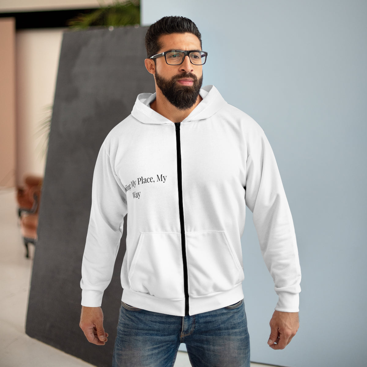 Finding My Place, My Way Minimalist Zip Hoodie – Inspirational Everyday Hoodie for Women