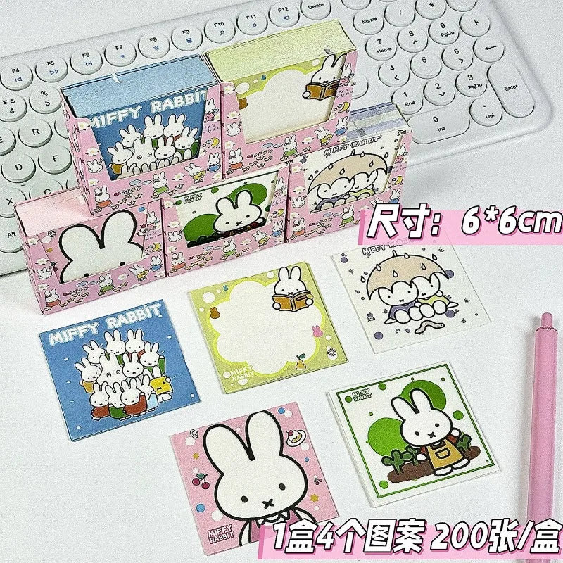 Miffy Cute Sticky Notes Cartoon Pattern Anime Merchandise Sticky Note Students Kawaii Stationery Office Supplies Party Gifts New