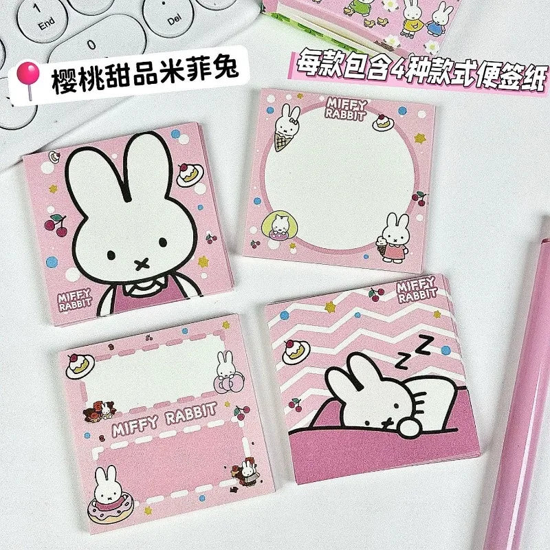 Miffy Cute Sticky Notes Cartoon Pattern Anime Merchandise Sticky Note Students Kawaii Stationery Office Supplies Party Gifts New