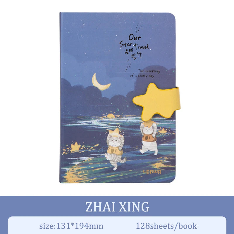 A5 Magnetic Buckle Notebook,128sheets/Book Hardcover Full Colour Inside Pages,Writing Diary Office Study Note Supplies CS-055