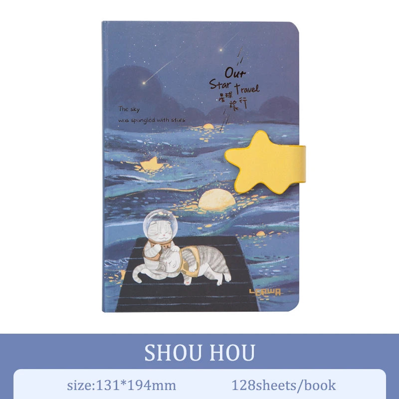 A5 Magnetic Buckle Notebook,128sheets/Book Hardcover Full Colour Inside Pages,Writing Diary Office Study Note Supplies CS-055