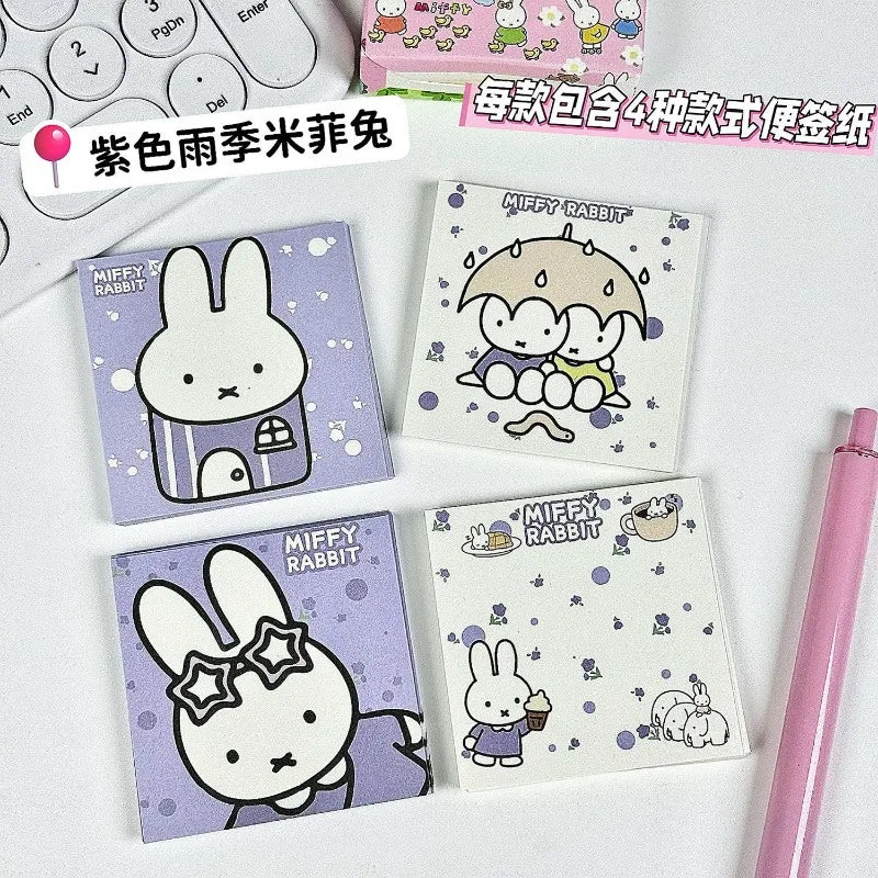 Miffy Cute Sticky Notes Cartoon Pattern Anime Merchandise Sticky Note Students Kawaii Stationery Office Supplies Party Gifts New